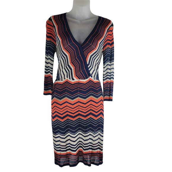 Trina Turk V-Neck Sheath Dress 3/4 Sleeve Multi Color Size 0P - Picture 1 of 5